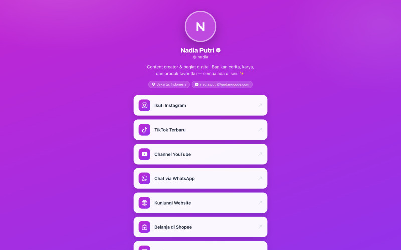 Aplikasi Linktree Mini - Aplikasi Linktree Mini — Tampilan Utama