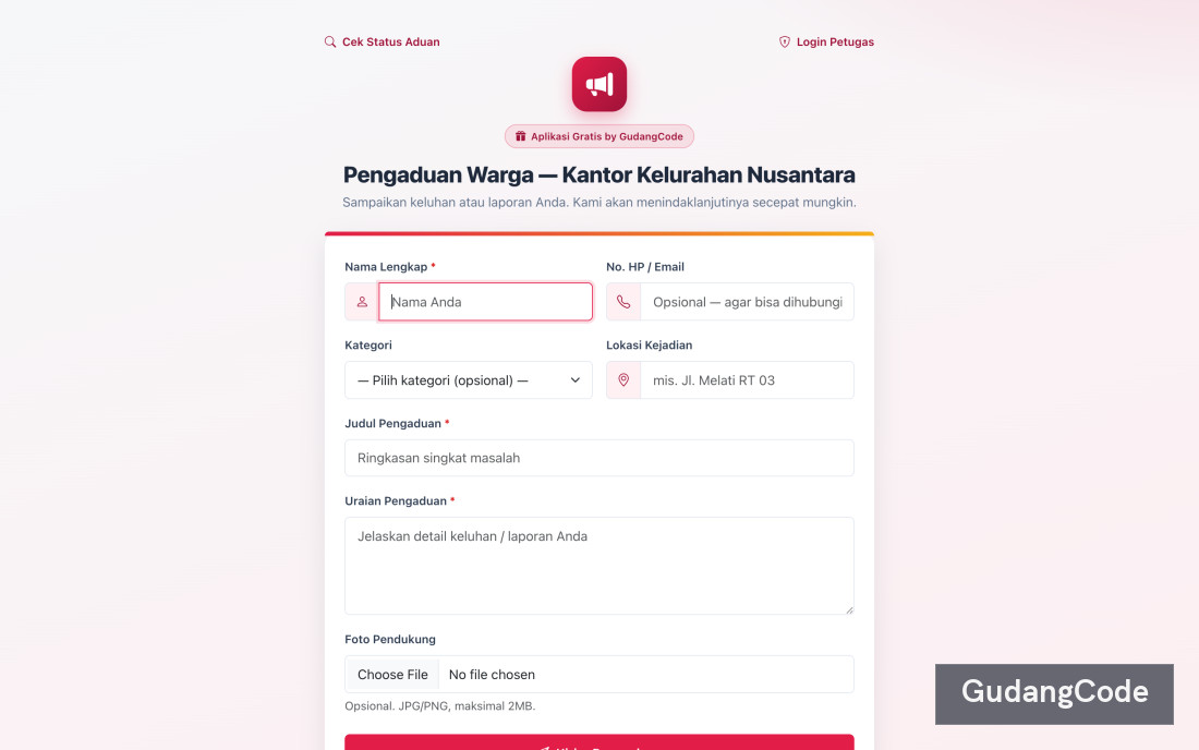 Aplikasi Pengaduan Warga - Aplikasi Pengaduan Warga — Screenshot 1