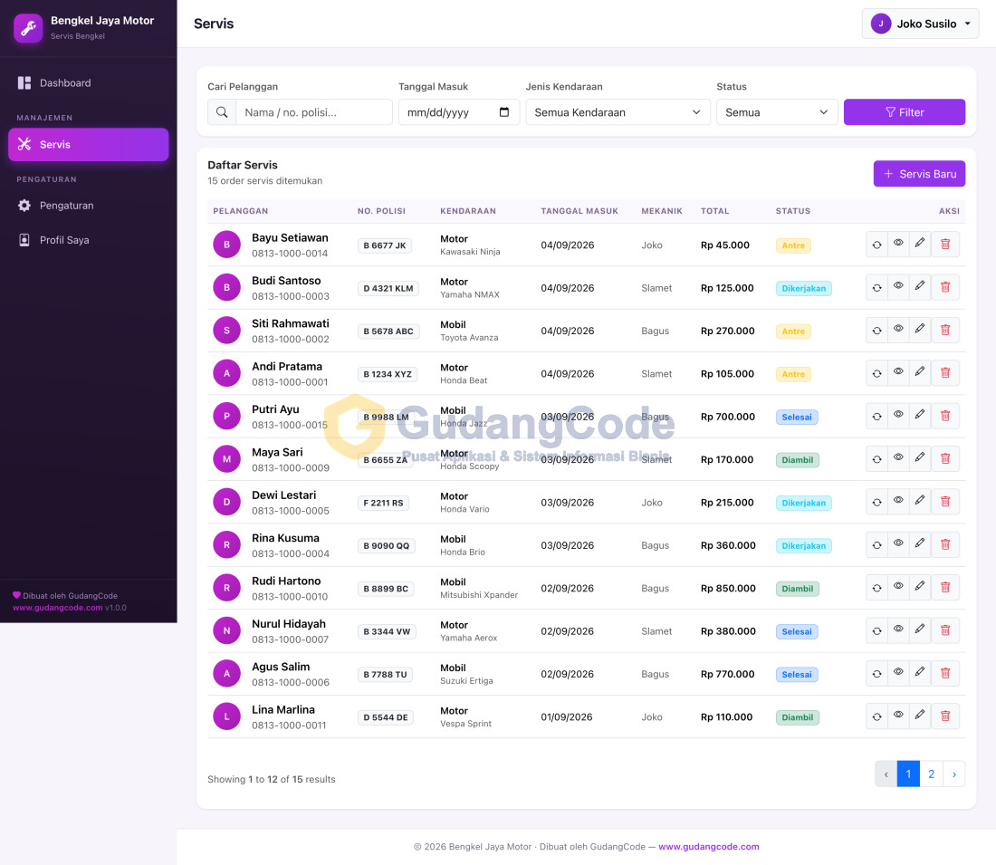 Mini Workshop Service App