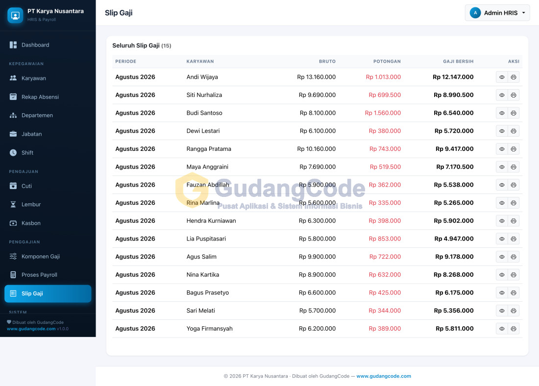 Aplikasi HRIS + Payroll - Aplikasi HRIS + Payroll — Screenshot 3