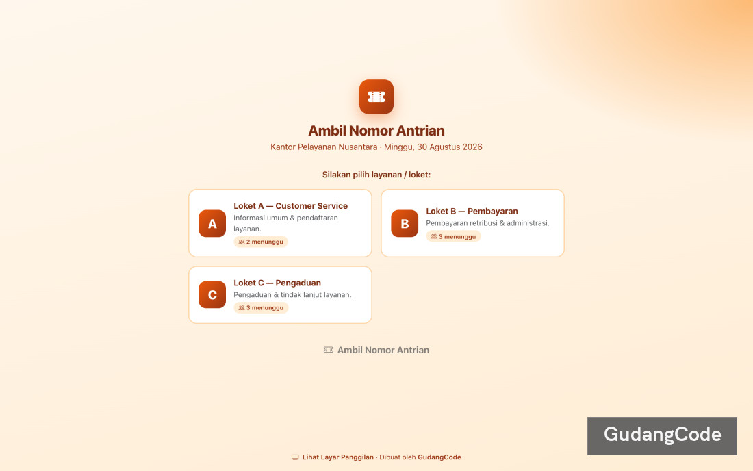 Aplikasi Nomor Antrian Online - Aplikasi Nomor Antrian Online — Screenshot 2