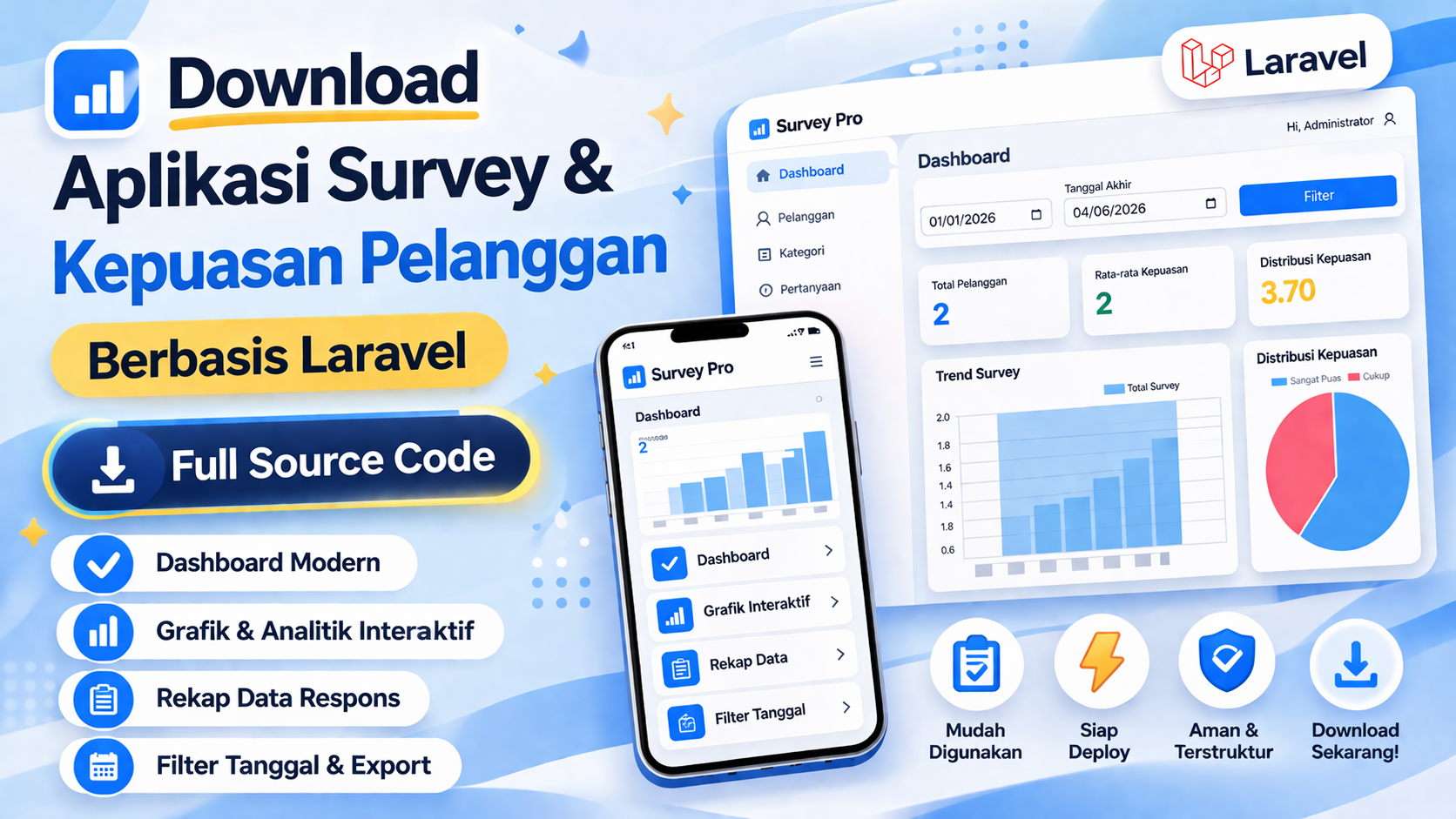 Download Aplikasi Survey & Kepuasan Pelanggan Berbasis Laravel Full Source Code