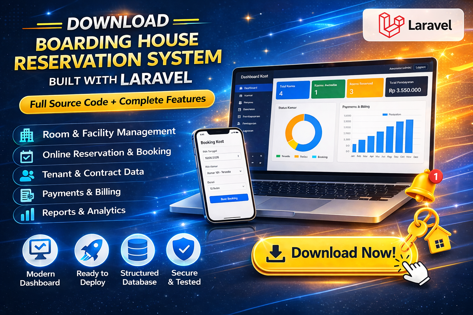 Download Boarding House Reservation System (Laravel) Source Code